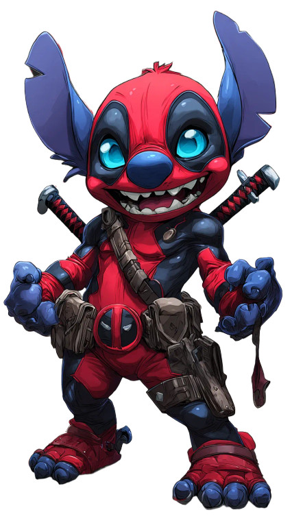 Stitch As Deadpool Vinyl Car Decal Sticker – Waterproof & UV-Resistant 
