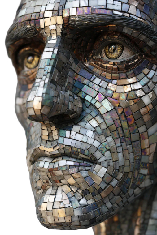Mosaic Humanoid Head Vinyl Car Decal Sticker – Waterproof & UV-Resistant 