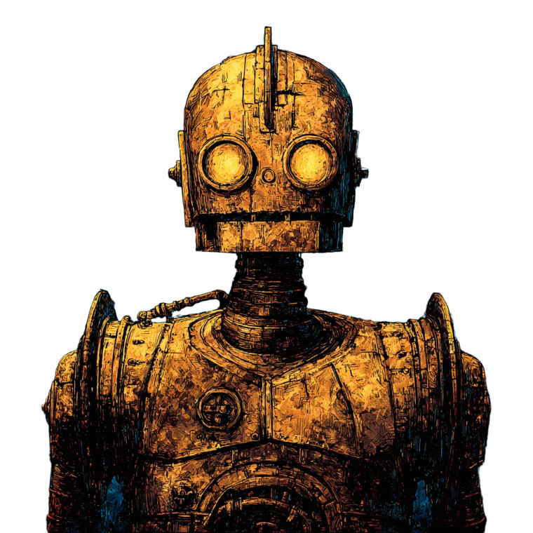 Golden Robot Vinyl Car Decal Sticker – Waterproof & UV-Resistant 