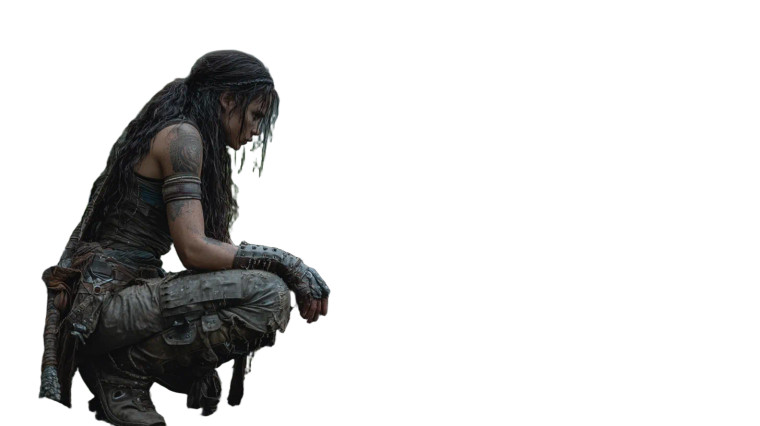 Female Warrior Kneeling Vinyl Car Decal Sticker – Waterproof & UV-Resistant 