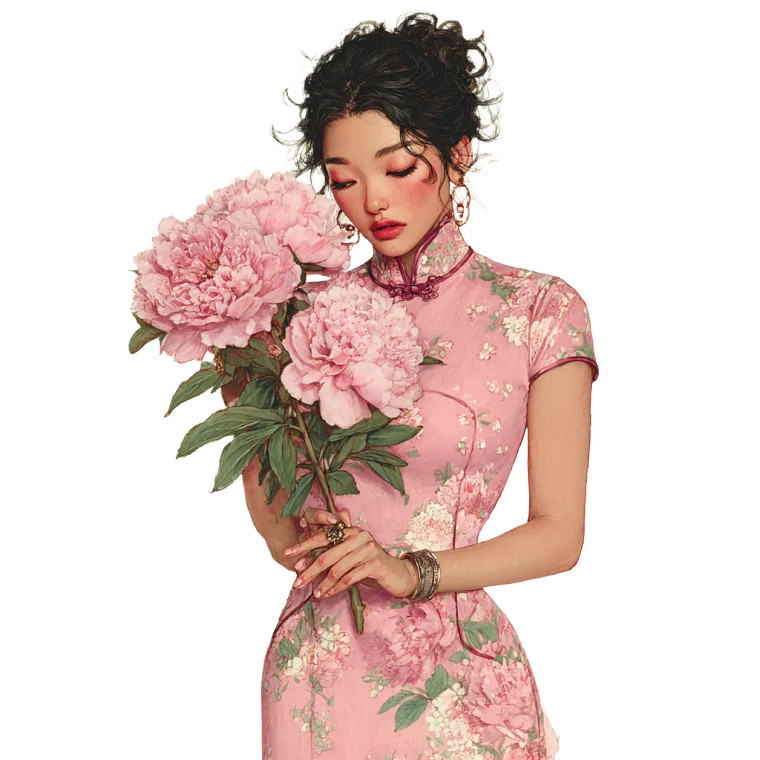 Korean Cheongsam Beauty V2 Vinyl Car Decal Sticker – Waterproof & UV-Resistant 