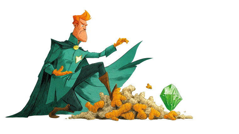 Ginger Root Superhero Vinyl Car Decal Sticker – Waterproof & UV-Resistant 