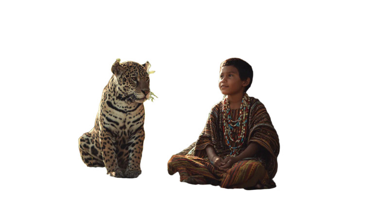 Mayan Boy And Leopard Vinyl Car Decal Sticker – Waterproof & UV-Resistant 