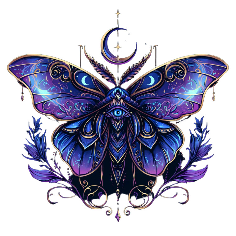 Celestial Moth Goddess Vinyl Car Decal Sticker – Waterproof & UV-Resistant 