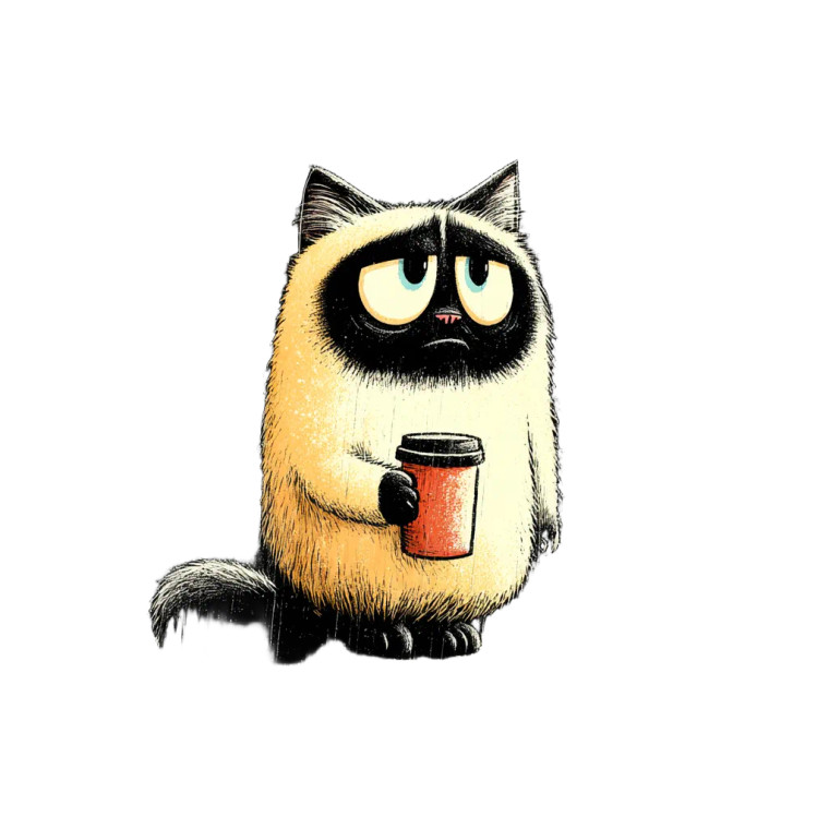 Grumpy Coffee Cat V5 Vinyl Car Decal Sticker – Waterproof & UV-Resistant 