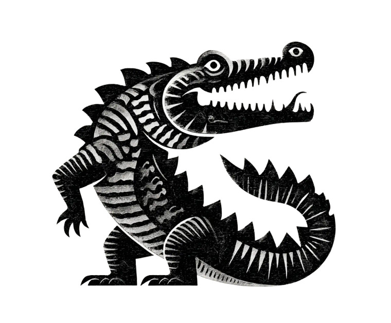 Stylized Crocodile Illustration Vinyl Car Decal Sticker – Waterproof & UV-Resistant 