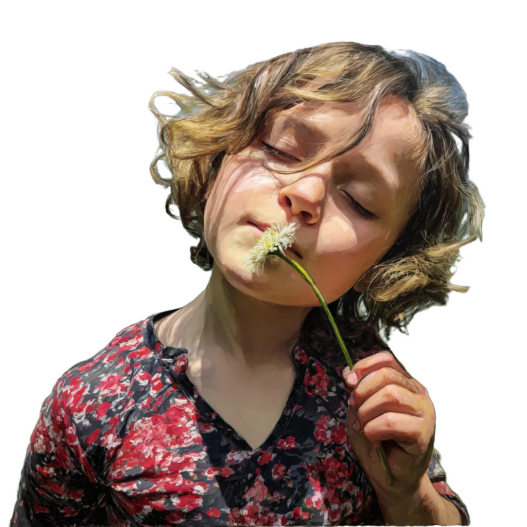 Little Girl With Flower Vinyl Car Decal Sticker – Waterproof & UV-Resistant 