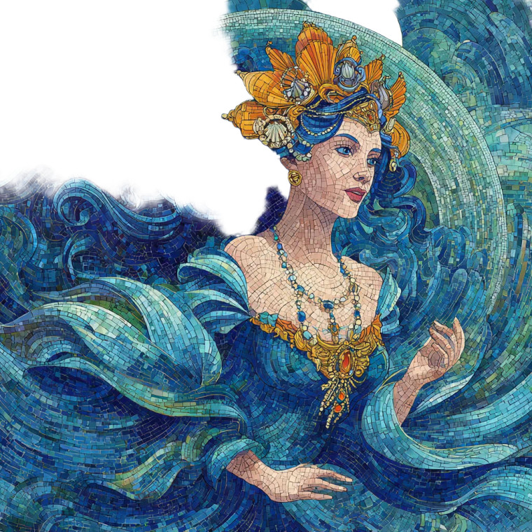 Goddess Thetys Mosaic Vinyl Car Decal Sticker – Waterproof & UV-Resistant 