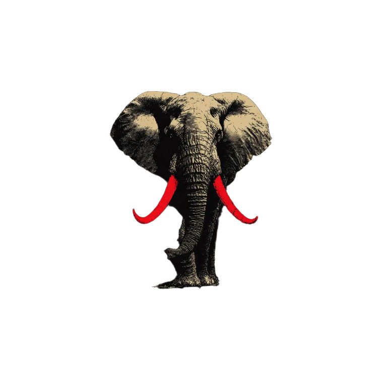 Red-Tusked Elephant Vinyl Car Decal Sticker – Waterproof & UV-Resistant 