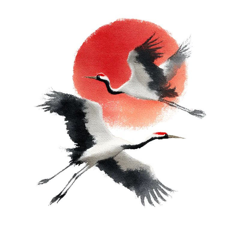 Crowned Cranes Flying Vinyl Car Decal Sticker – Waterproof & UV-Resistant 