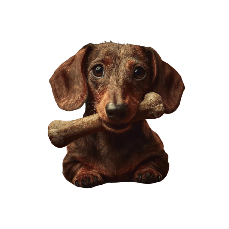 Dachshund Chewing Bone Vinyl Car Decal Sticker – Waterproof & UV-Resistant 6.826666666666667"