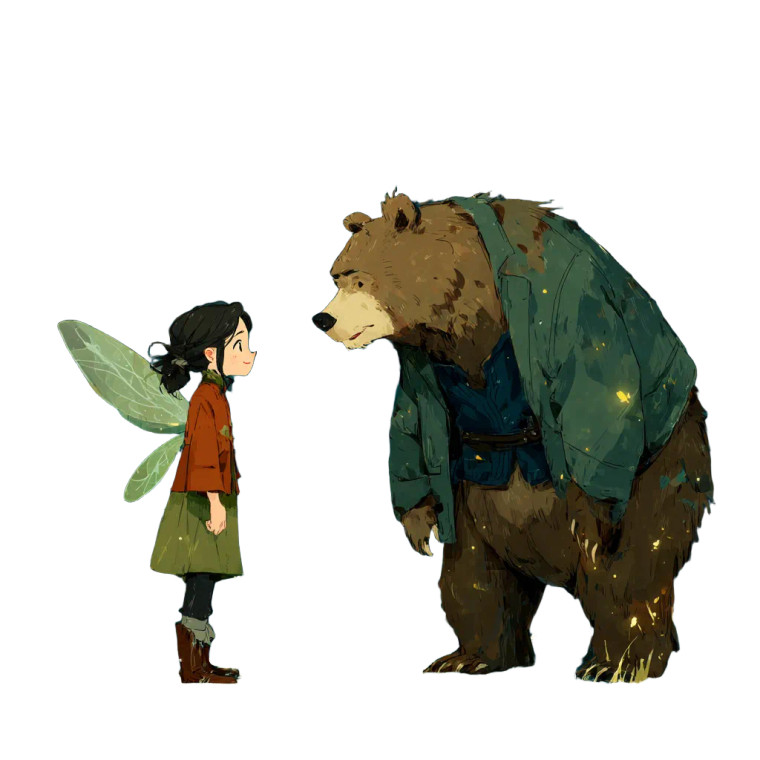 Bear & Fairy Romance Vinyl Car Decal Sticker – Waterproof & UV-Resistant 3.4133333333333336"