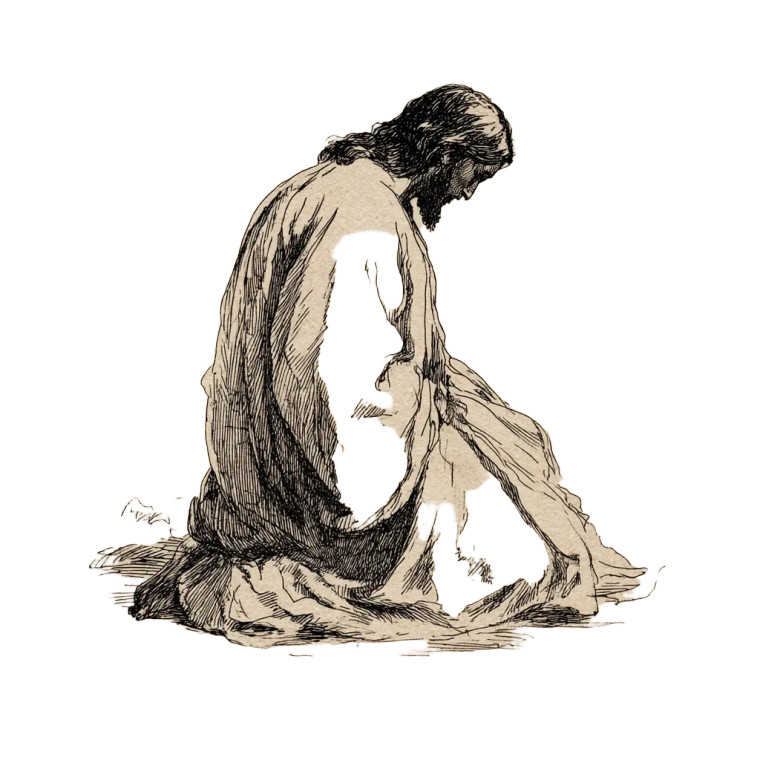 Jesus In Prayer V6 Vinyl Car Decal Sticker – Waterproof & UV-Resistant 3.4133333333333336"