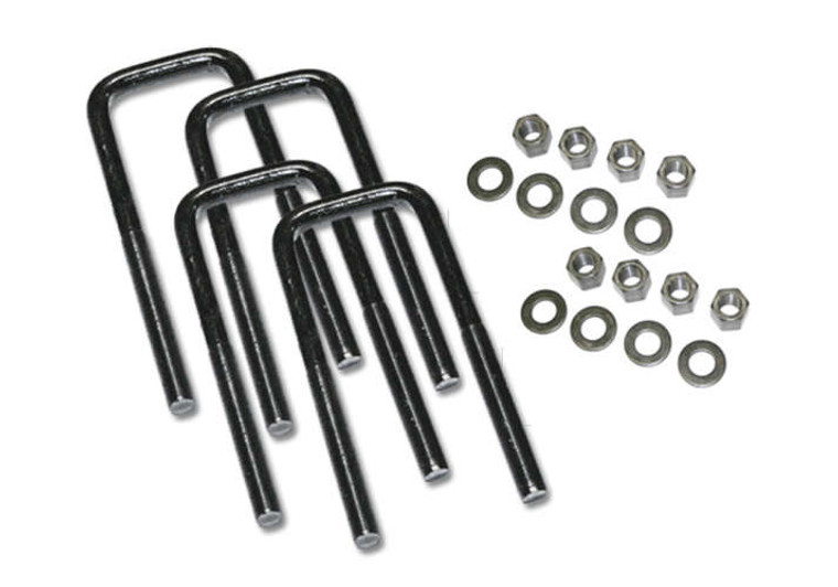 Superlift Leaf Spring Axle U Bolt Kit 10424 8 Inch Length; 2-1/2 Inch Width; 9/16 Inch Nut Size; Square; Set Of 4 With 8 Nuts/8 Washers