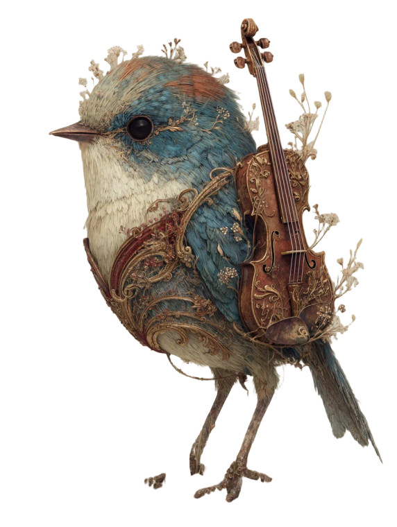 Musician Bird Vinyl Car Decal Sticker – Waterproof & UV-Resistant 8.213333333333333"