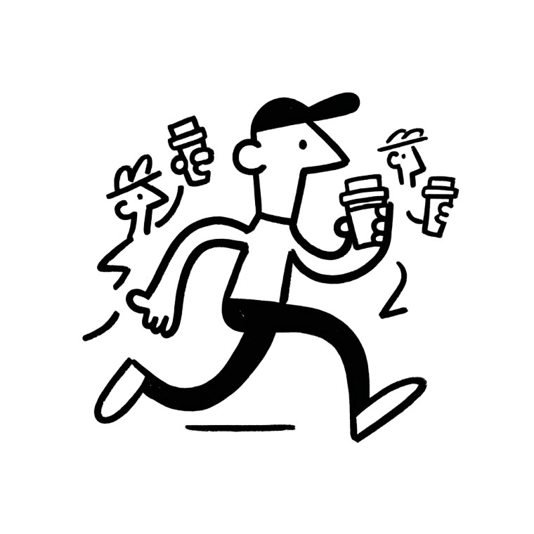 Running Coffee Man Vinyl Car Decal Sticker – Waterproof & UV-Resistant 3.4133333333333336"