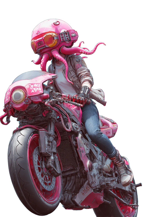 Cyberpunk Squid Rider Vinyl Car Decal Sticker – Waterproof & UV-Resistant 8.96"