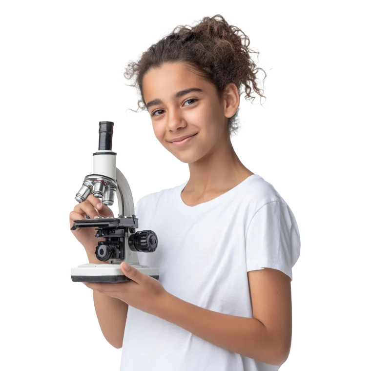 Teen With Microscope Vinyl Car Decal Sticker – Waterproof & UV-Resistant 6.826666666666667"