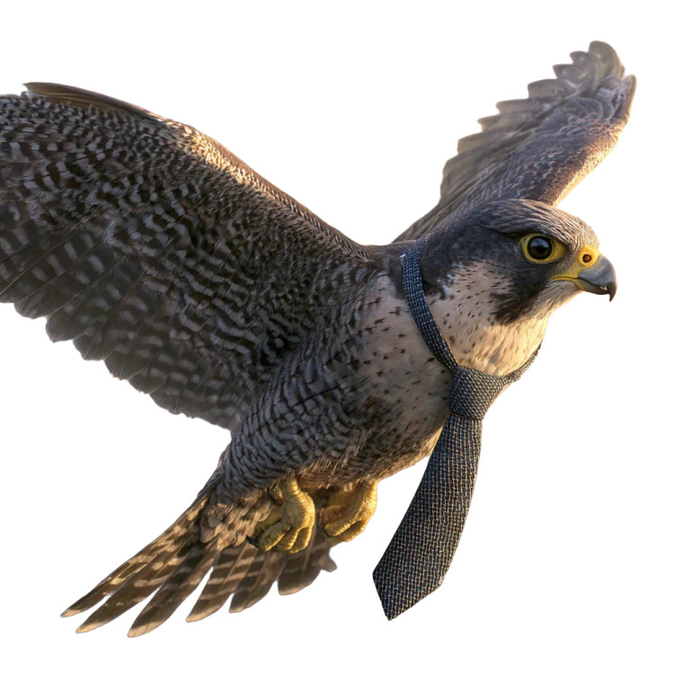 Dapper Falcon Flyby Vinyl Car Decal Sticker – Waterproof & UV-Resistant 3.4133333333333336"