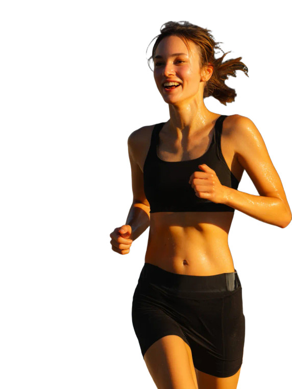 Running Woman Smiling V3 Vinyl Car Decal Sticker – Waterproof & UV-Resistant 8.213333333333333"