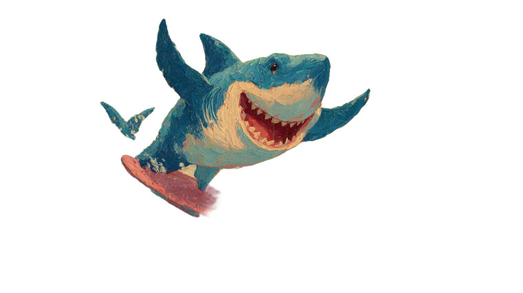 Joyful Surfing Shark Vinyl Car Decal Sticker – Waterproof & UV-Resistant 5.4
