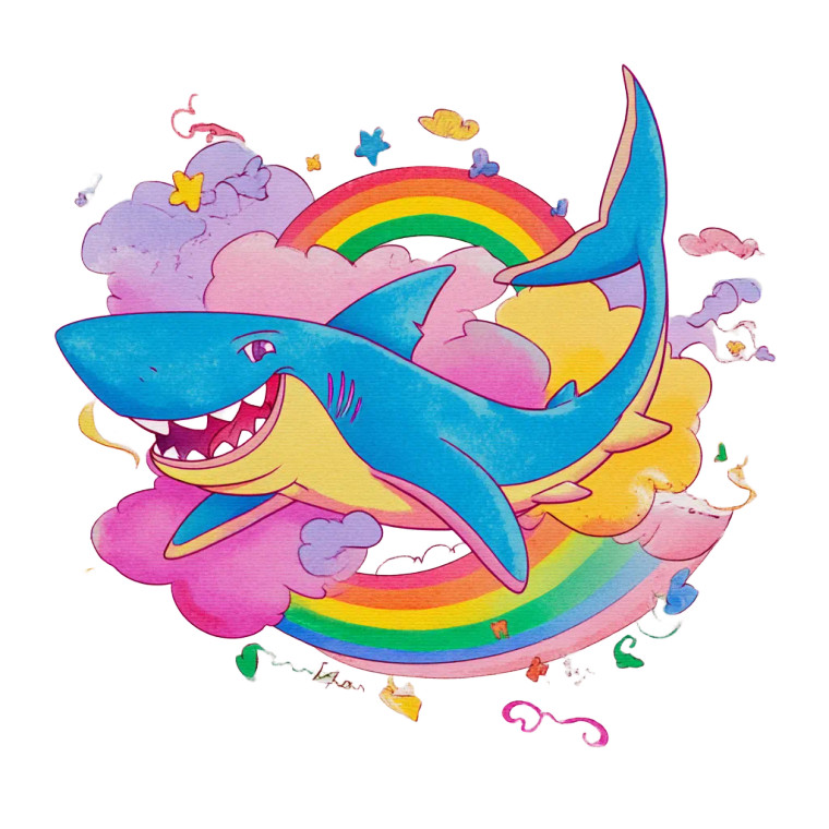 Rainbow Cartoon Shark Vinyl Car Decal Sticker – Waterproof & UV-Resistant 3.4133333333333336" Rainbow Cartoon Shark Vinyl Car Decal Sticker – Waterproof & UV-Resistant 3.4133333333333336"