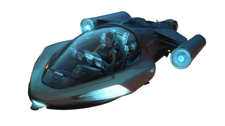 Futuristic Flying Car V11 Vinyl Car Decal Sticker – Waterproof & UV-Resistant 2.72"