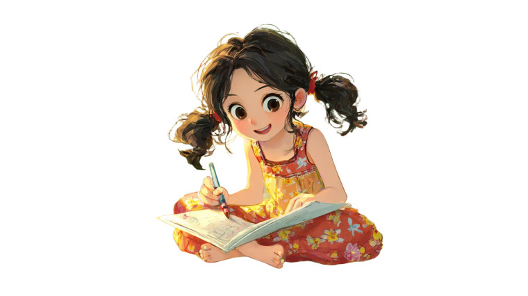 Bengali Girl Sketching Vinyl Car Decal Sticker – Waterproof & UV-Resistant 2.72"