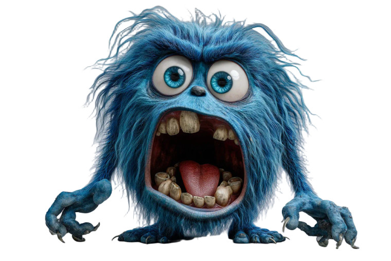 Blue Furry Monster V4 Vinyl Car Decal Sticker – Waterproof & UV-Resistant 2.986666666666667"