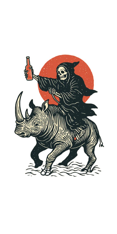 Grim Reaper Rhino Vinyl Car Decal Sticker – Waterproof & UV-Resistant 5.12"
