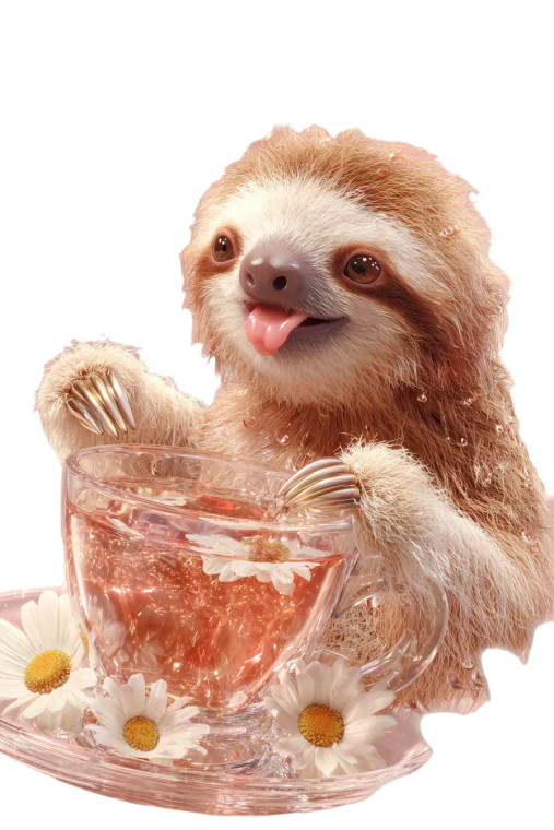 Sloth Sipping Tea Vinyl Car Decal Sticker – Waterproof & UV-Resistant 4.4