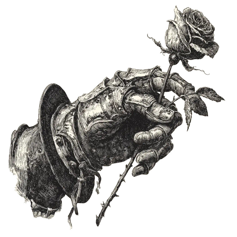 Gauntlet Holding Rose Vinyl Car Decal Sticker – Waterproof & UV-Resistant 6.826666666666667"