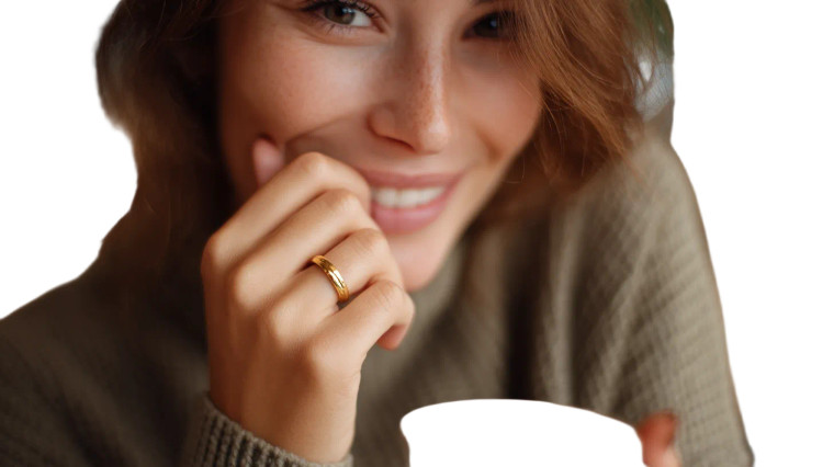 Smiling Cafe Woman Vinyl Car Decal Sticker – Waterproof & UV-Resistant 5.4