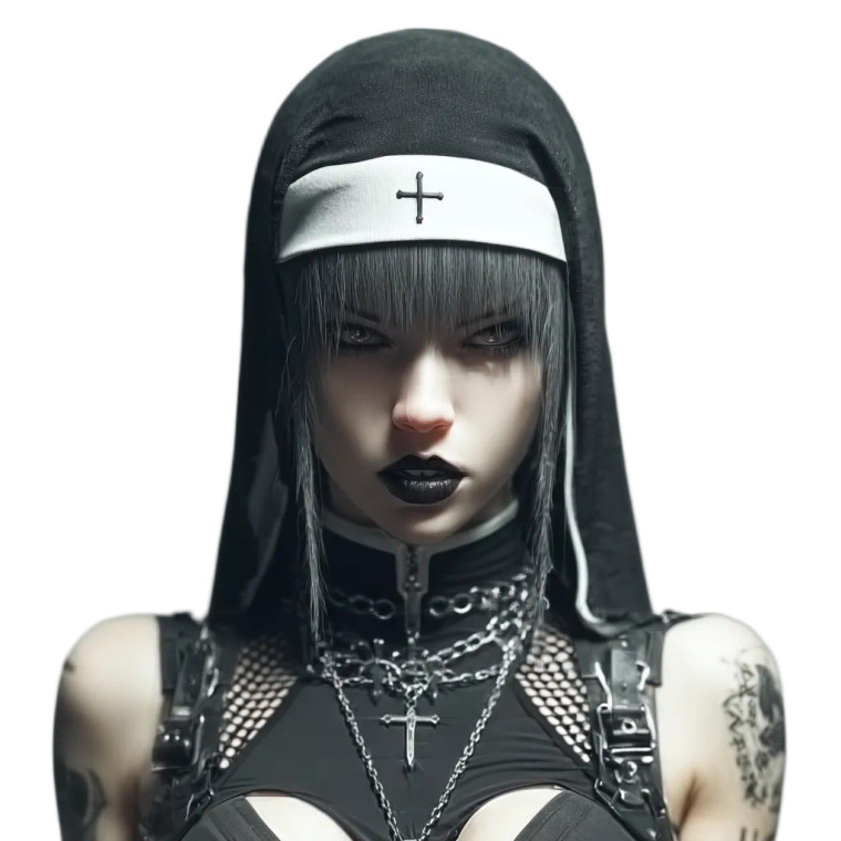 Dark Fantasy Nun V9 Vinyl Car Decal Sticker – Waterproof & UV-Resistant 3.4133333333333336"