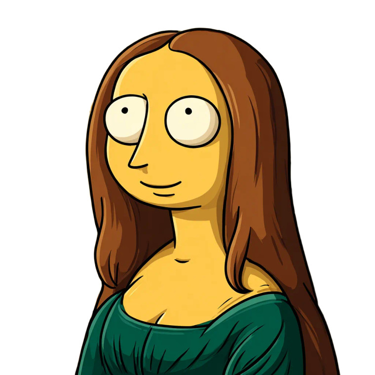 Cartoon Mona Lisa Vinyl Car Decal Sticker – Waterproof & UV-Resistant 3.4133333333333336"