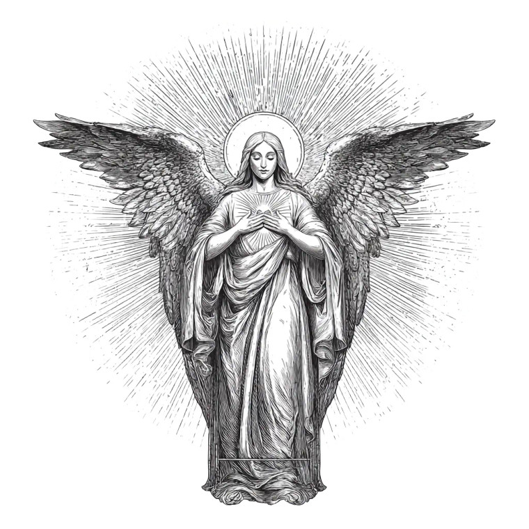 Serene Angel Illustration Vinyl Car Decal Sticker – Waterproof & UV-Resistant 6.826666666666667"