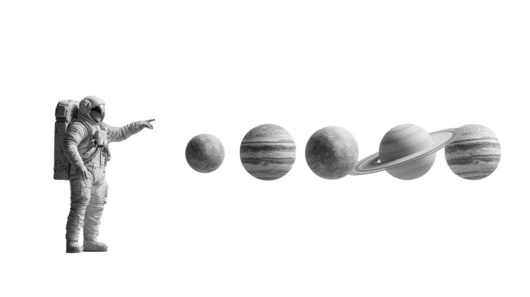 Spaceman Points Planets Vinyl Car Decal Sticker – Waterproof & UV-Resistant 5.4