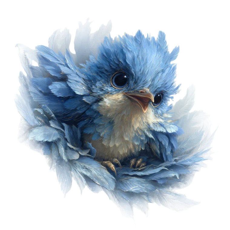 Blue Fluffy Bird Vinyl Car Decal Sticker – Waterproof & UV-Resistant 6.826666666666667"