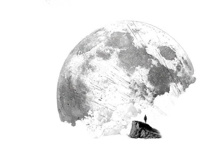 Lonely Moon Silhouette Vinyl Car Decal Sticker – Waterproof & UV-Resistant 6.1866666666666665"