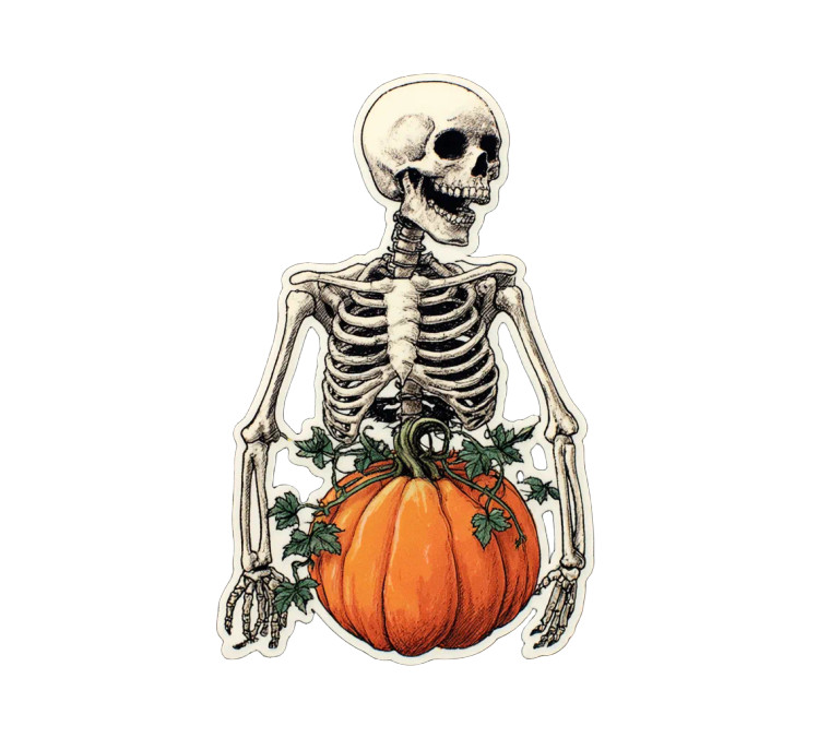 Pumpkin Head Skeleton Vinyl Car Decal Sticker – Waterproof & UV-Resistant 3.4133333333333336"