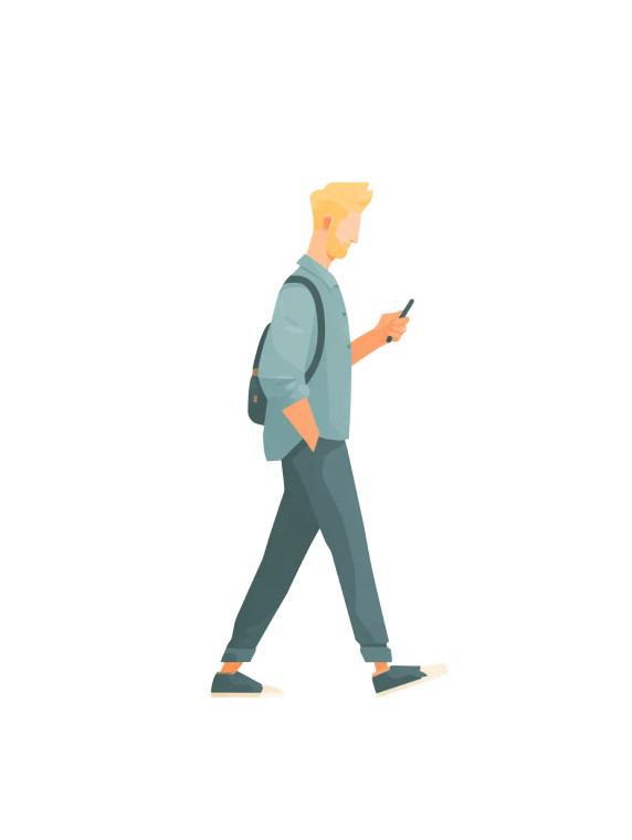 Blond Man Walking Vinyl Car Decal Sticker – Waterproof & UV-Resistant 8.213333333333333"