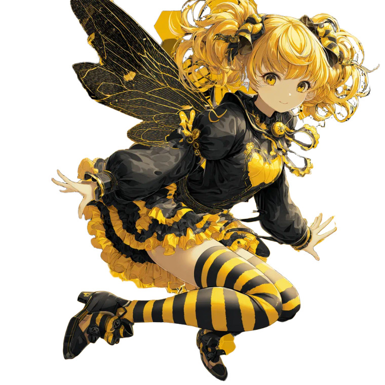Bee Anime Girl Vinyl Car Decal Sticker – Waterproof & UV-Resistant 6.826666666666667"