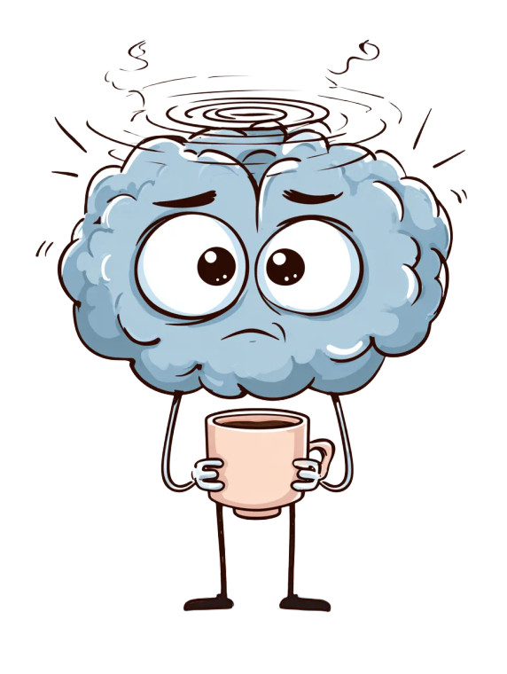 Confused Cartoon Brain Vinyl Car Decal Sticker – Waterproof & UV-Resistant 8.213333333333333"