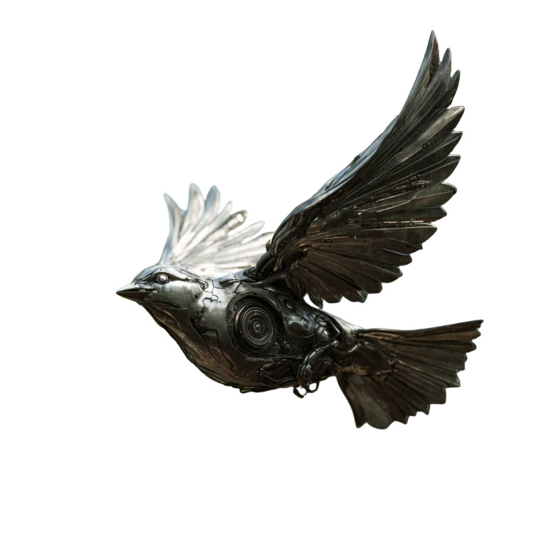 Dystopian Metal Bird Vinyl Car Decal Sticker – Waterproof & UV-Resistant 3.4133333333333336"