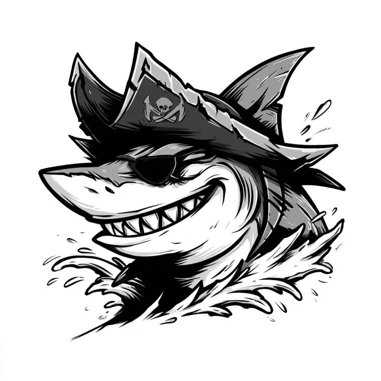 Shark Pirate V2 Vinyl Car Decal Sticker – Waterproof & UV-Resistant 6.826666666666667"