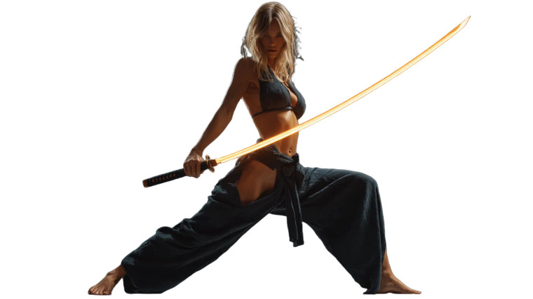 Samurai Warrior Woman V4 Vinyl Car Decal Sticker – Waterproof & UV-Resistant 2.72"