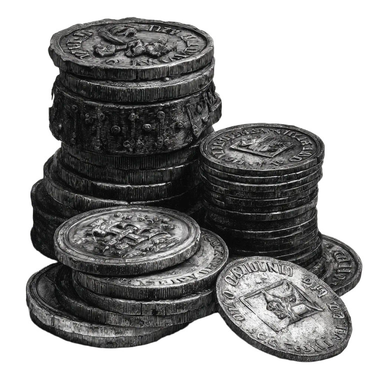 Medieval Coin Stack Vinyl Car Decal Sticker – Waterproof & UV-Resistant 6.826666666666667"