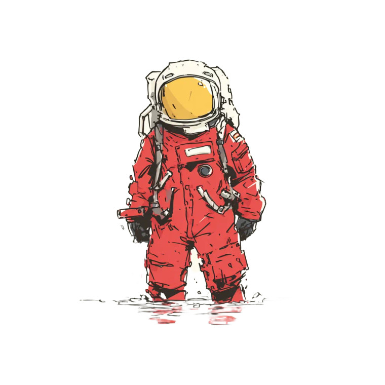 Red Suit Astronaut Vinyl Car Decal Sticker – Waterproof & UV-Resistant 3.4133333333333336"