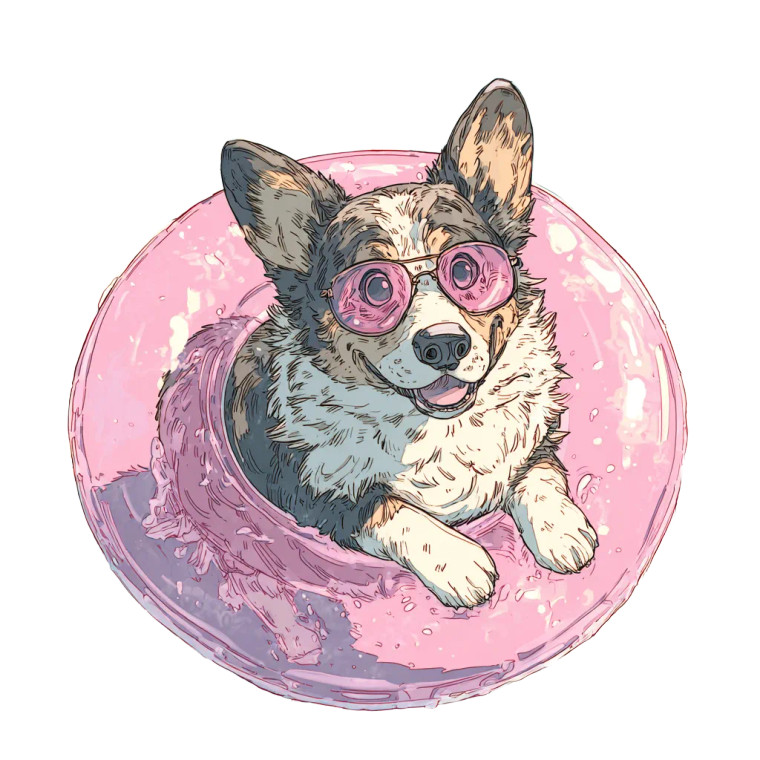 Cool Corgi Float Vinyl Car Decal Sticker – Waterproof & UV-Resistant 3.4133333333333336"