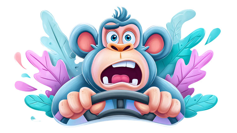 Frustrated Monkey Driver Vinyl Car Decal Sticker – Waterproof & UV-Resistant 2.72"